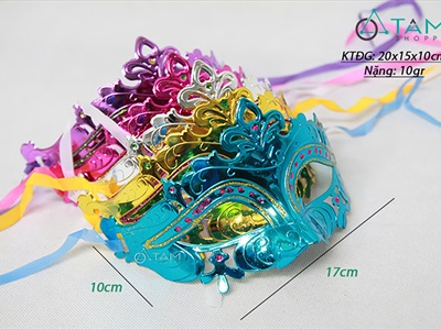 Mặt nạ nửa mặt chóp vương miện mắt đính đá [Nửa mặt trên - nhiều màu] MATNA-114