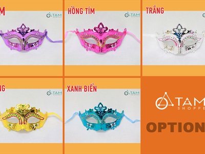 Mặt nạ nửa mặt chóp vương miện mắt đính đá [Nửa mặt trên - nhiều màu] MATNA-114
