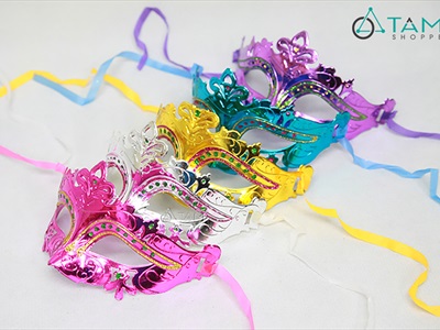 Mặt nạ nửa mặt chóp vương miện mắt đính đá [Nửa mặt trên - nhiều màu] MATNA-114