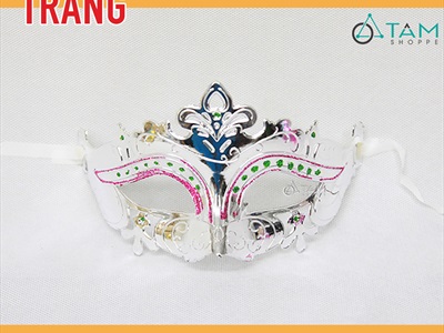 Mặt nạ nửa mặt chóp vương miện mắt đính đá [Nửa mặt trên - nhiều màu] MATNA-114