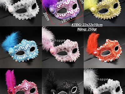 Mặt nạ nửa mặt lông vũ một bên nón nhỏ [Nửa mặt trên - nhiều màu] MATNA-121