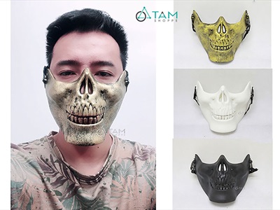Mặt nạ nửa mặt đầu lâu nhựa Vintage [Nửa mặt dưới - nhiều màu] MATNA-115