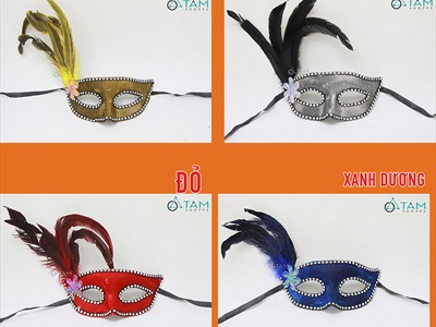 Mặt nạ nửa mặt lông chim một bên đính hoa [Nửa mặt trên - nhiều màu] MATNA-119