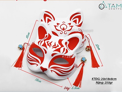 Mặt nạ nửa mặt mèo Nhật tua rua đỏ [Nửa mặt trên - Ngẫu nhiên kiểu] MATNA-132