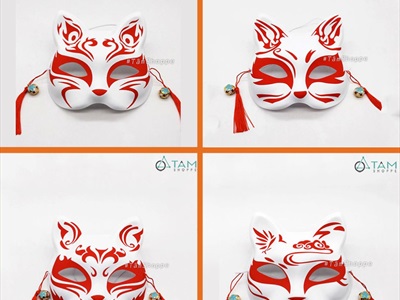 Mặt nạ nửa mặt mèo Nhật tua rua đỏ [Nửa mặt trên - Ngẫu nhiên kiểu] MATNA-132