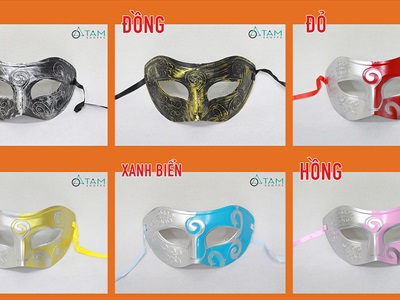 Mặt nạ nửa mặt hoạ tiết móc tai bầu [Nửa mặt trên - nhiều màu] MATNA-118