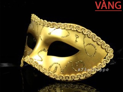 Mặt nạ nửa mặt viền ren kim tuyến trơn tai bầu [Nửa mặt trên - nhiều màu] MATNA-128