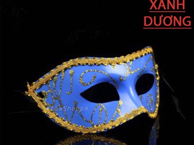 Mặt nạ nửa mặt viền ren kim tuyến trơn tai bầu [Nửa mặt trên - nhiều màu] MATNA-128