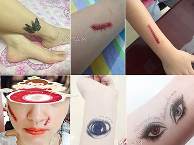 Miếng dán hình xăm giả sẹo, hoạ tiết hoá trang [Nhiều kiểu - Dễ dán] HINHXAM-01