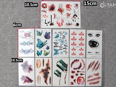 Miếng dán hình xăm giả sẹo, hoạ tiết hoá trang [Nhiều kiểu - Dễ dán] HINHXAM-01