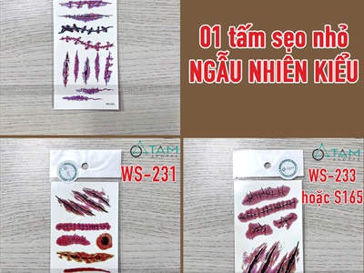 Miếng dán hình xăm giả sẹo, hoạ tiết hoá trang [Nhiều kiểu - Dễ dán] HINHXAM-01
