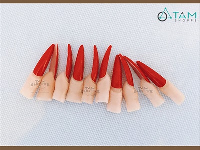Set 10 móng tay nhọn hoá trang yêu tinh, ma quỷ [Kiểu dán/ chụp - Đủ màu] MONGTAY-01
