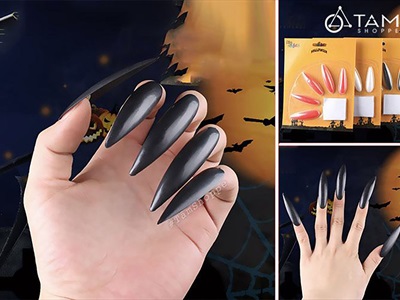 Set 10 móng tay nhọn hoá trang yêu tinh, ma quỷ [Kiểu dán/ chụp - Đủ màu] MONGTAY-01