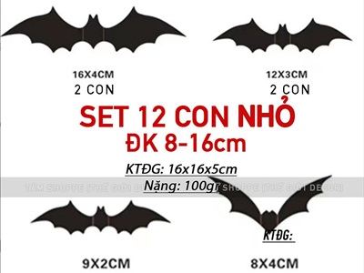 Bầy dơi dán tường 3D nhựa mỏng hiệu ứng đẹp mắt TCV-DOI-01