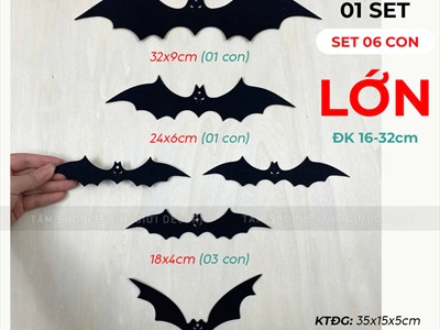 Bầy dơi nỉ đen trang trí [Dán tường/ treo - Tặng kèm dây] TCV-DOI-02