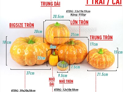 Mô hình quả bí ngô Halloween như thật trang trí TRAI-BINGO-00
