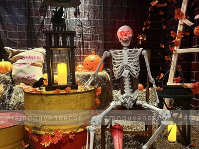 Bộ cảm ứng điện tử mắt đèn Led đỏ phát tiếng cười kinh dị Halloween LED-BOCAMUNG-01