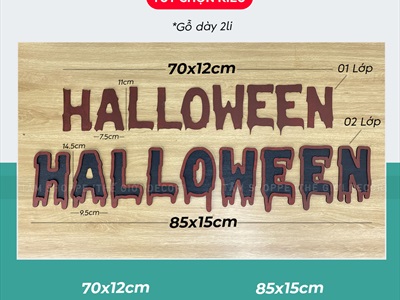 Bộ chữ HALLOWEEN gỗ kiểu nhiễu máu [Bằng gỗ - Mỏng nhẹ] CHU-GO-16