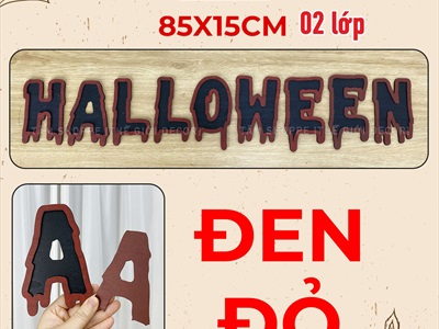 Bộ chữ HALLOWEEN gỗ kiểu nhiễu máu [Bằng gỗ - Mỏng nhẹ] CHU-GO-16