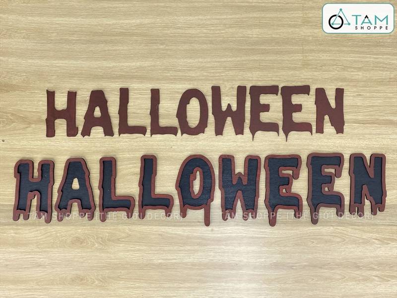 Bộ chữ HALLOWEEN gỗ kiểu nhiễu máu [Bằng gỗ - Mỏng nhẹ] CHU-GO-16