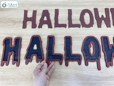 Bộ chữ HALLOWEEN gỗ kiểu nhiễu máu [Bằng gỗ - Mỏng nhẹ] CHU-GO-16