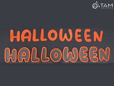 Bộ chữ HALLOWEEN gỗ tông cam chữ tròn [Bằng gỗ - Mỏng nhẹ] CHU-GO-15