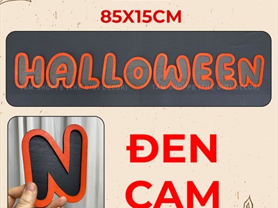 Bộ chữ HALLOWEEN gỗ tông cam chữ tròn [Bằng gỗ - Mỏng nhẹ] CHU-GO-15