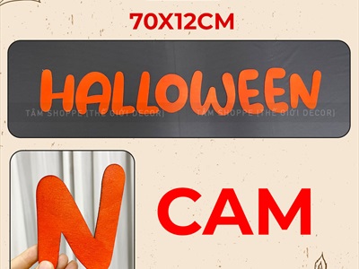Bộ chữ HALLOWEEN gỗ tông cam chữ tròn [Bằng gỗ - Mỏng nhẹ] CHU-GO-15