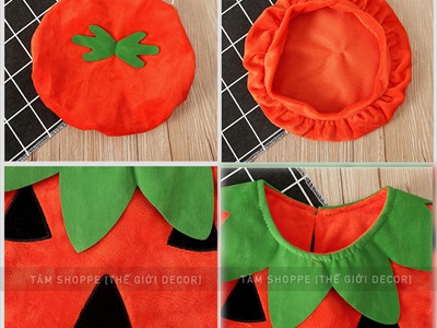 Bộ đồ hóa trang bí ngô mũ nồi cho bé (áo + nón) BOHOATRANG-01