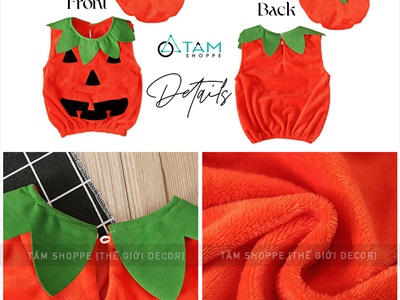 Bộ đồ hóa trang bí ngô mũ nồi cho bé (áo + nón) BOHOATRANG-01