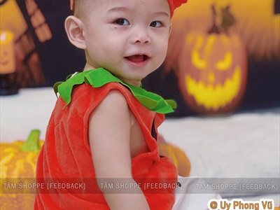 Bộ đồ hóa trang bí ngô mũ nồi cho bé (áo + nón) BOHOATRANG-01