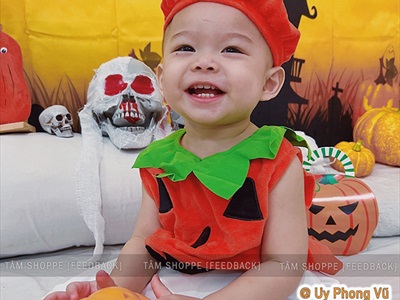 Bộ đồ hóa trang bí ngô mũ nồi cho bé (áo + nón) BOHOATRANG-01