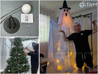 Set phụ kiện tự làm con ma vải cute bằng cây thông Noel cao 2m [Độc đáo - Dễ làm] SET-DIY-04