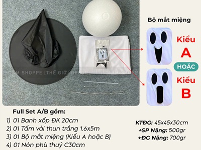 Set phụ kiện tự làm con ma vải cute bằng cây thông Noel cao 2m [Độc đáo - Dễ làm] SET-DIY-04