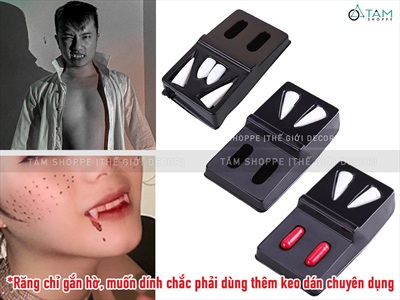 Bộ răng nanh ma cà rồng nhựa [Gắn hờ - Vừa người lớn] RANGGIA-01