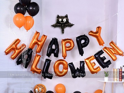 Bong bóng kiếng chữ HAPPY HALLOWEEN 33cm BBK-HLW-02