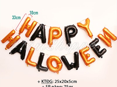 Bong bóng kiếng chữ HAPPY HALLOWEEN 33cm BBK-HLW-02