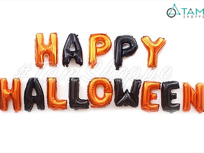 Bong bóng kiếng chữ HAPPY HALLOWEEN 33cm BBK-HLW-02