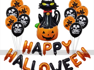 Bong bóng kiếng chữ HAPPY HALLOWEEN 33cm BBK-HLW-02