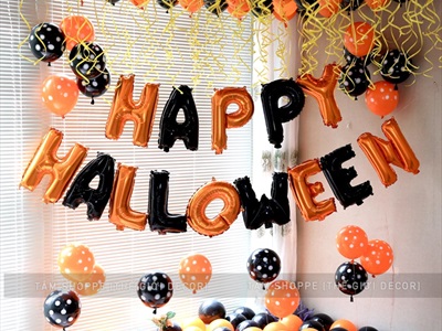 Bong bóng kiếng chữ HAPPY HALLOWEEN 33cm BBK-HLW-02