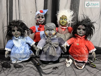 Búp bê Halloween điện tử biết đi biết nói (cảm ứng tiếng động - tặng Pin) HLW-MAQUY-06