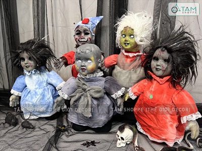 Búp bê Halloween điện tử biết đi biết nói (cảm ứng tiếng động - tặng Pin) HLW-MAQUY-06