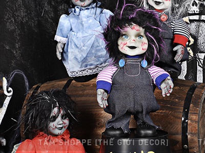 Búp bê Halloween điện tử biết đi biết nói (cảm ứng tiếng động - tặng Pin) HLW-MAQUY-06