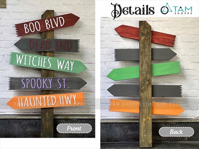 Cây mũi tên chỉ đường Halloween gỗ pallet BOO BLVD [Tháo lắp - Giả cũ] CHIDUONG-HLW-02