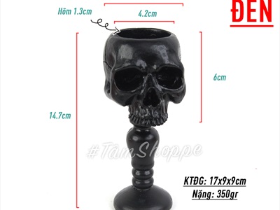 Chân nến đầu lâu trơn đế cao đen trắng CHANNEN-01