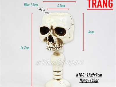 Chân nến đầu lâu trơn đế cao đen trắng CHANNEN-01