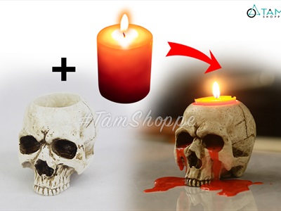 Đế nến đầu lâu tròn hai mắt chảy sáp DENEN-01