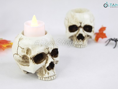 Đế nến đầu lâu tròn hai mắt chảy sáp DENEN-01