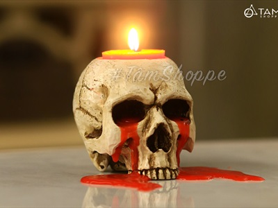 Đế nến đầu lâu tròn hai mắt chảy sáp DENEN-01