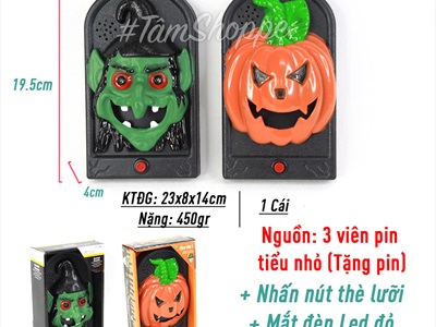 Chuông cửa điện tử bí ngô tiểu yêu tinh (thè lưỡi - phát giọng nói - tặng pin) CHUONGCUA-01